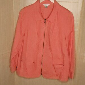 CJ Banks Womens Plus Salmon Pink Full Zip Jacket 2X